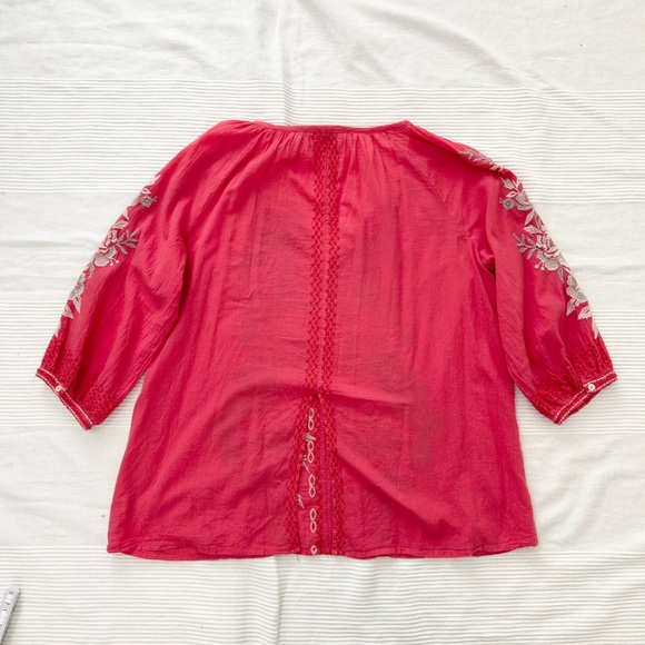 Johnny Was Workshop Boho Floral Embroidered Blouse - Picture 8 of 9